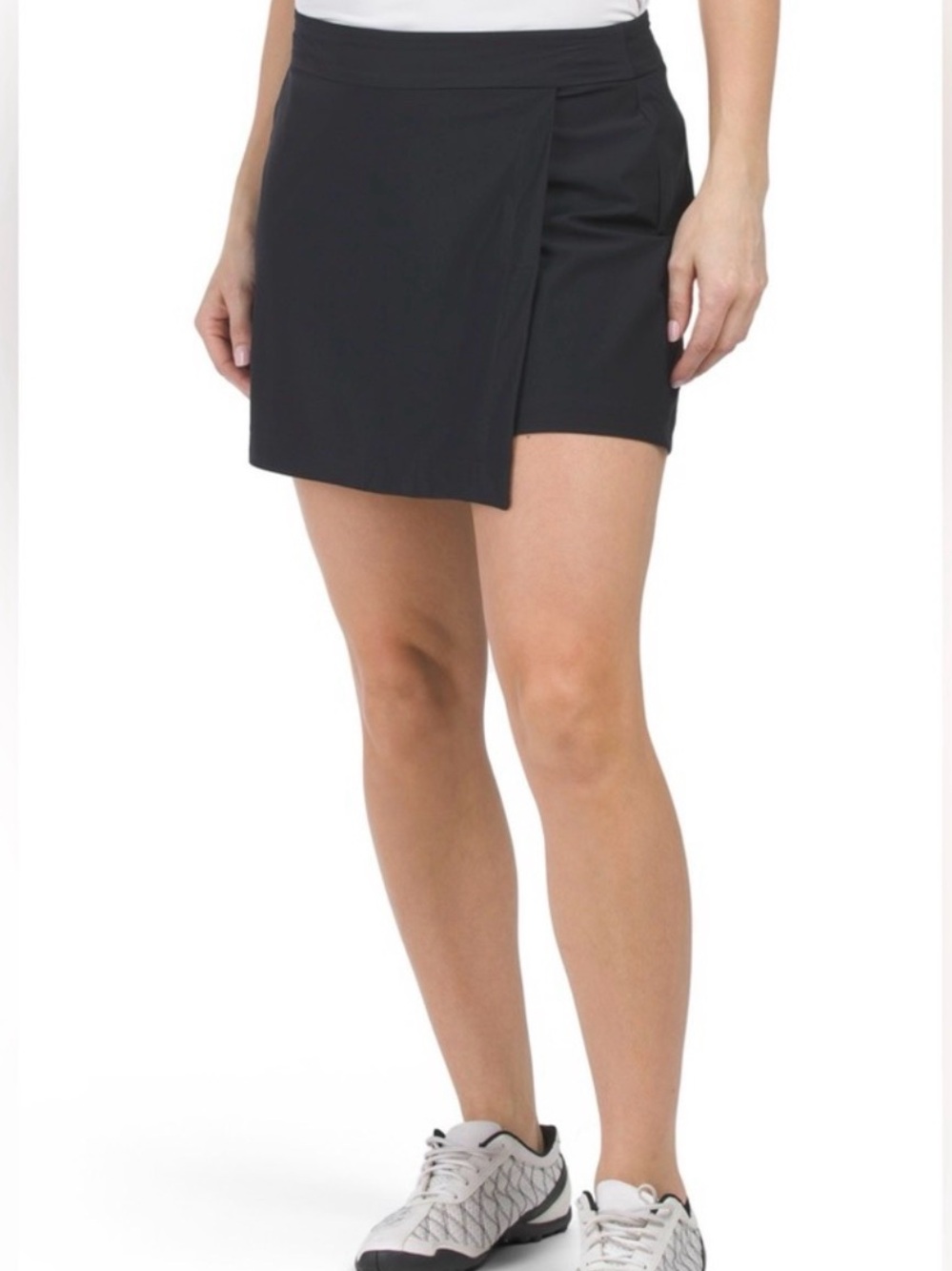 SPANX Very Black Athletic Skort with Overlap Front Lg NWT